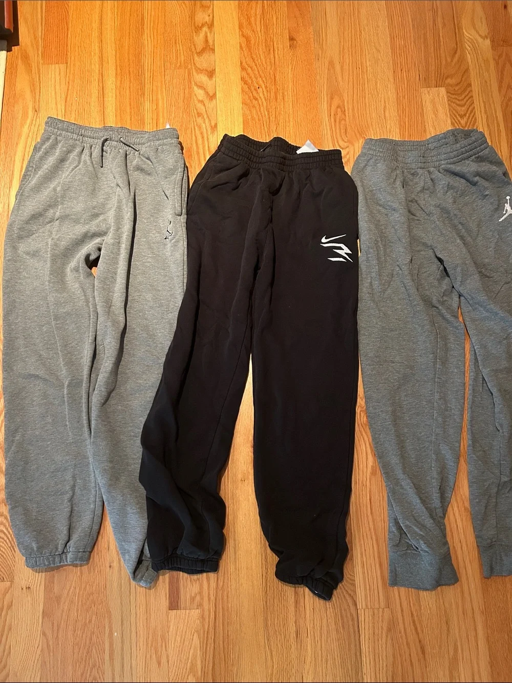 Nike Kids Black and Jordan Gray Fleece Jogger Pants Bundle 3 pairs